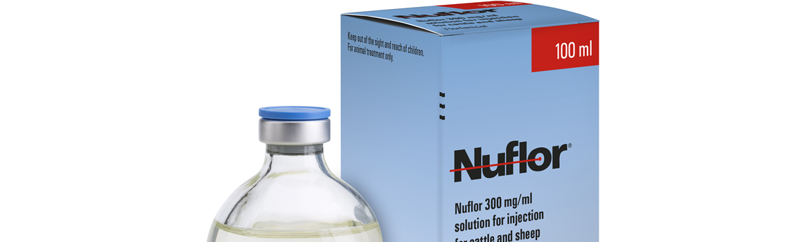 Image of Nuflor bottles, next to it's cardboard carton
