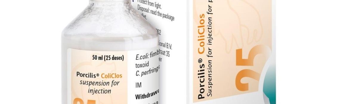 image of Porcilis ColiClos bottle next to it's cardboard carton