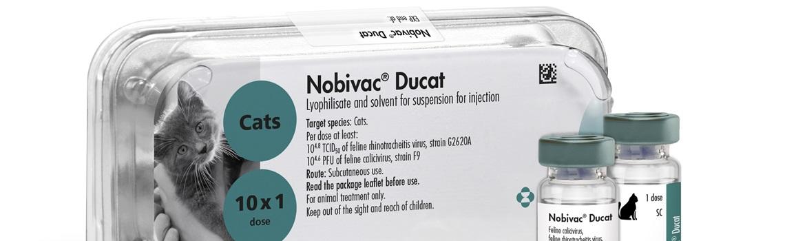 Zoomed in image of Nobivac Ducat vials next to it's plastic tray