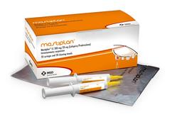 Image of Mastiplan LC syringe next to its cardboard carton