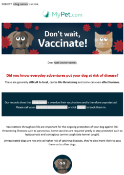 Vet to pet owner email.