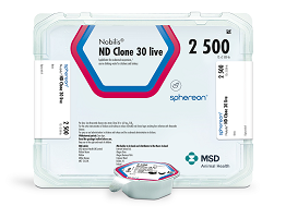 Image of Nobilis® ND Clone 30 live bottle next to the cardboard carton