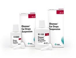 Image of Otomax 14 ml and 34 ml bottles next to cardboard cartons