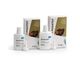 Image of Posatex 17.5 ml and 35.1 ml bottles next to cardboard cartons